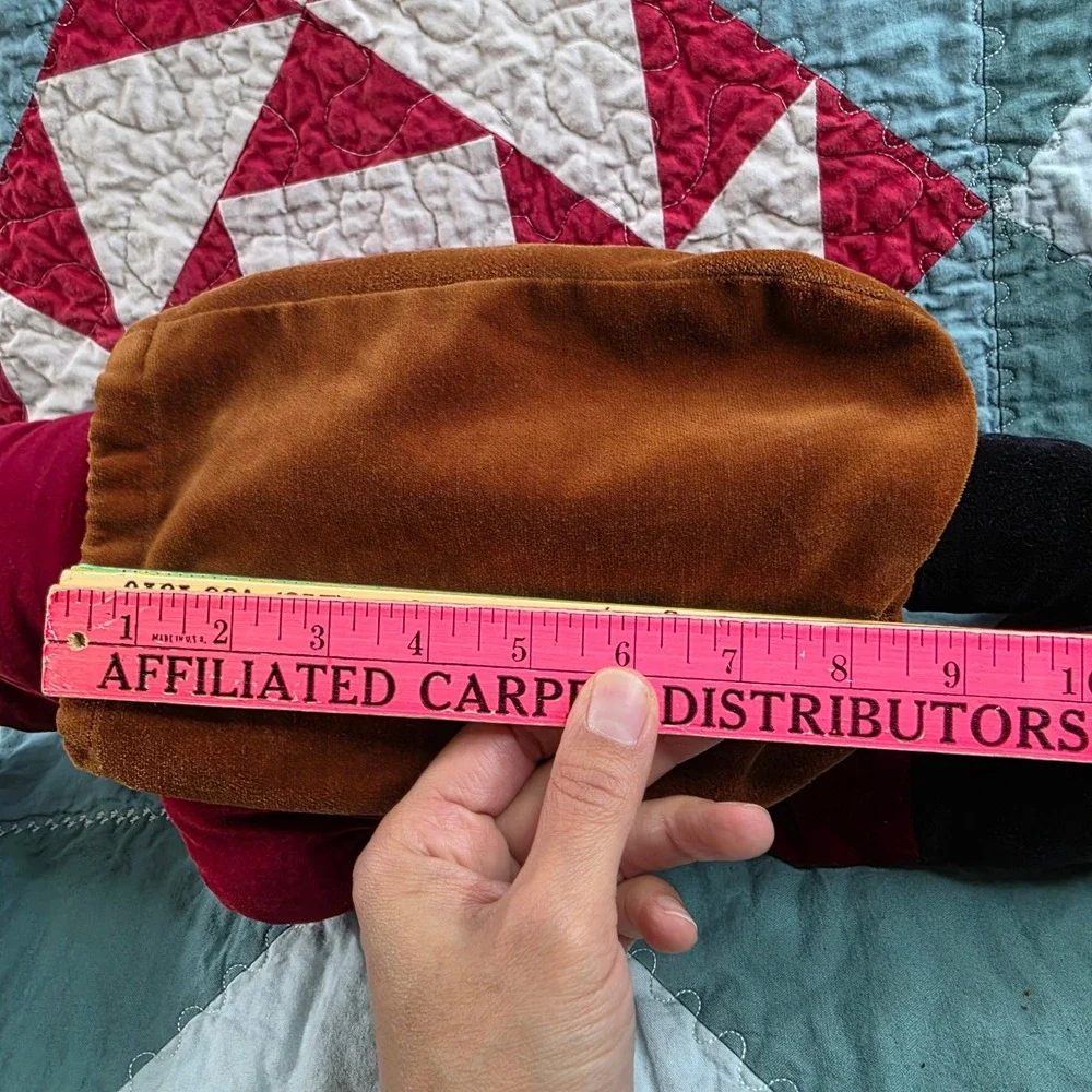 Vintage 70s Favorite Things Inc Santa Claus Plush Stuffed Toy Sack Red Velvet